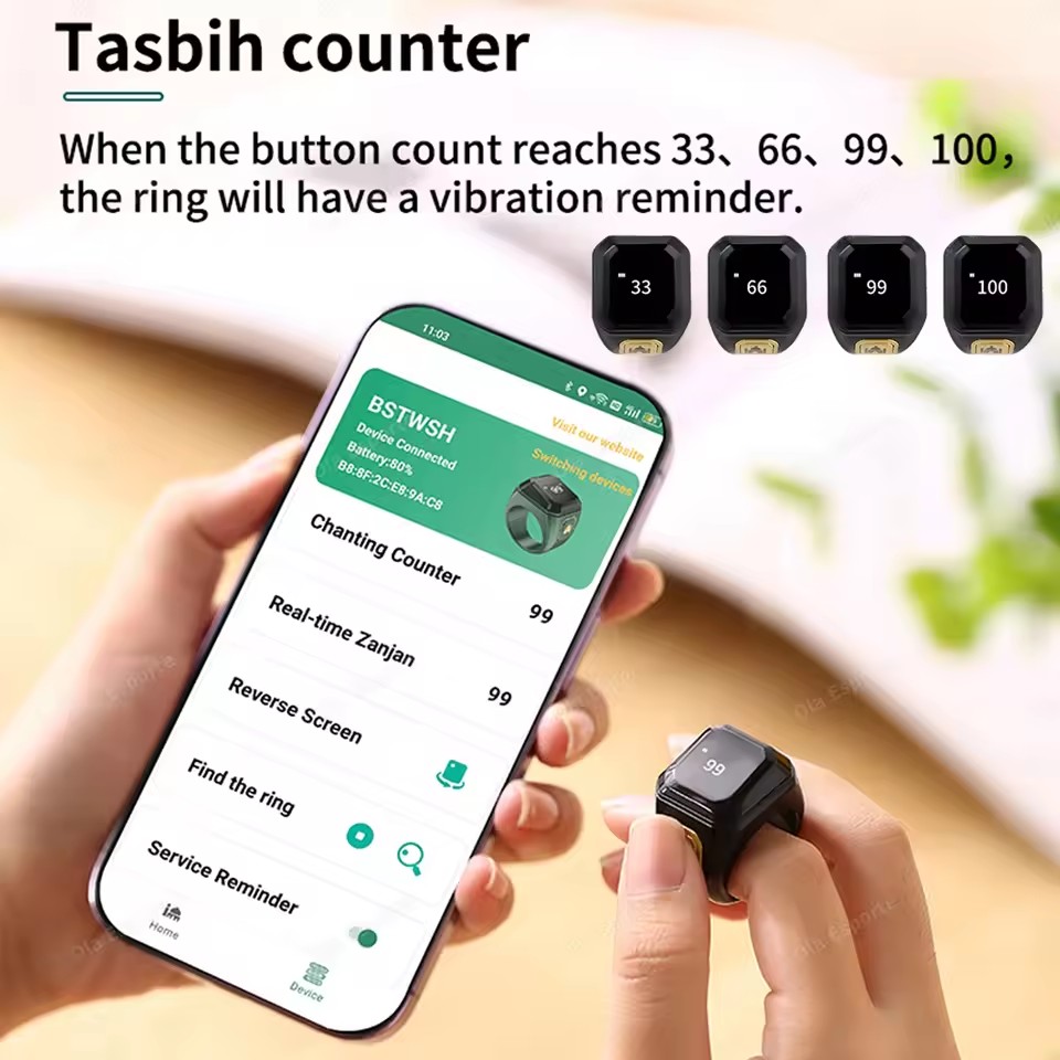 Cincin Pintar Muslim Qibla Zik - Smart Ring Health ulasan dan harga