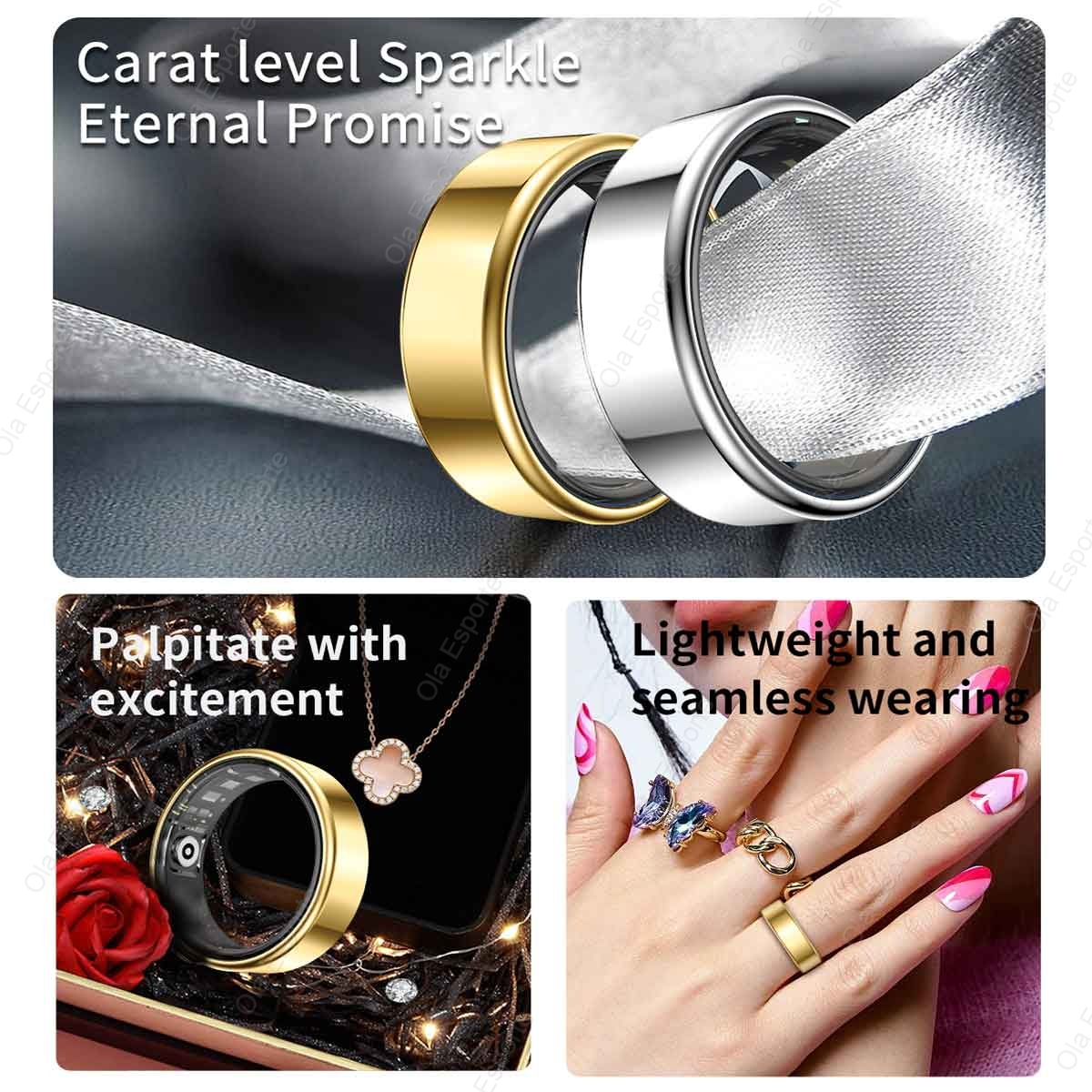Cincin Pintar Paduan Titanium, - Smart Ring Health ulasan dan harga